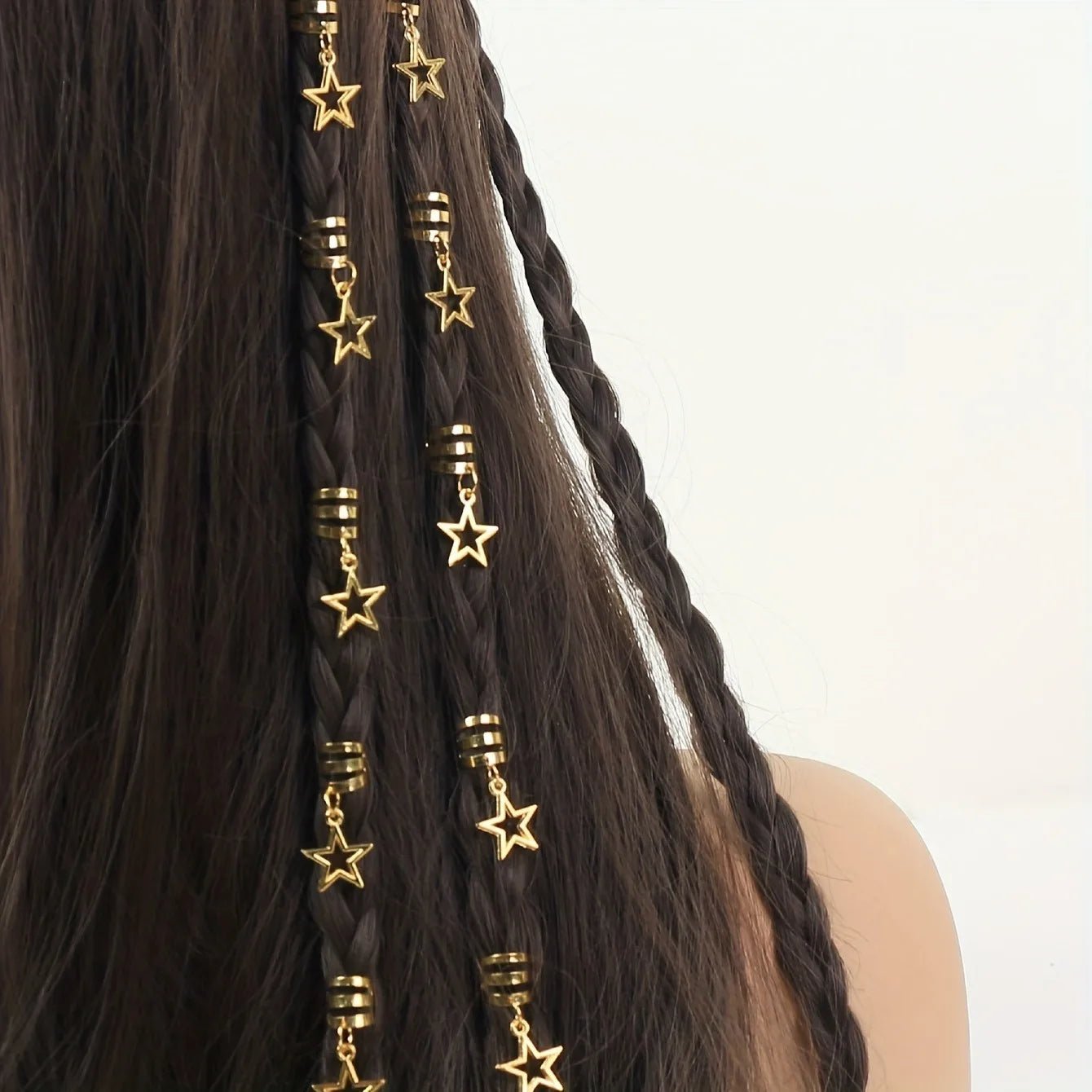 10er Set Stern Haarringe – Dreadlocks Schmuck, Boho Style