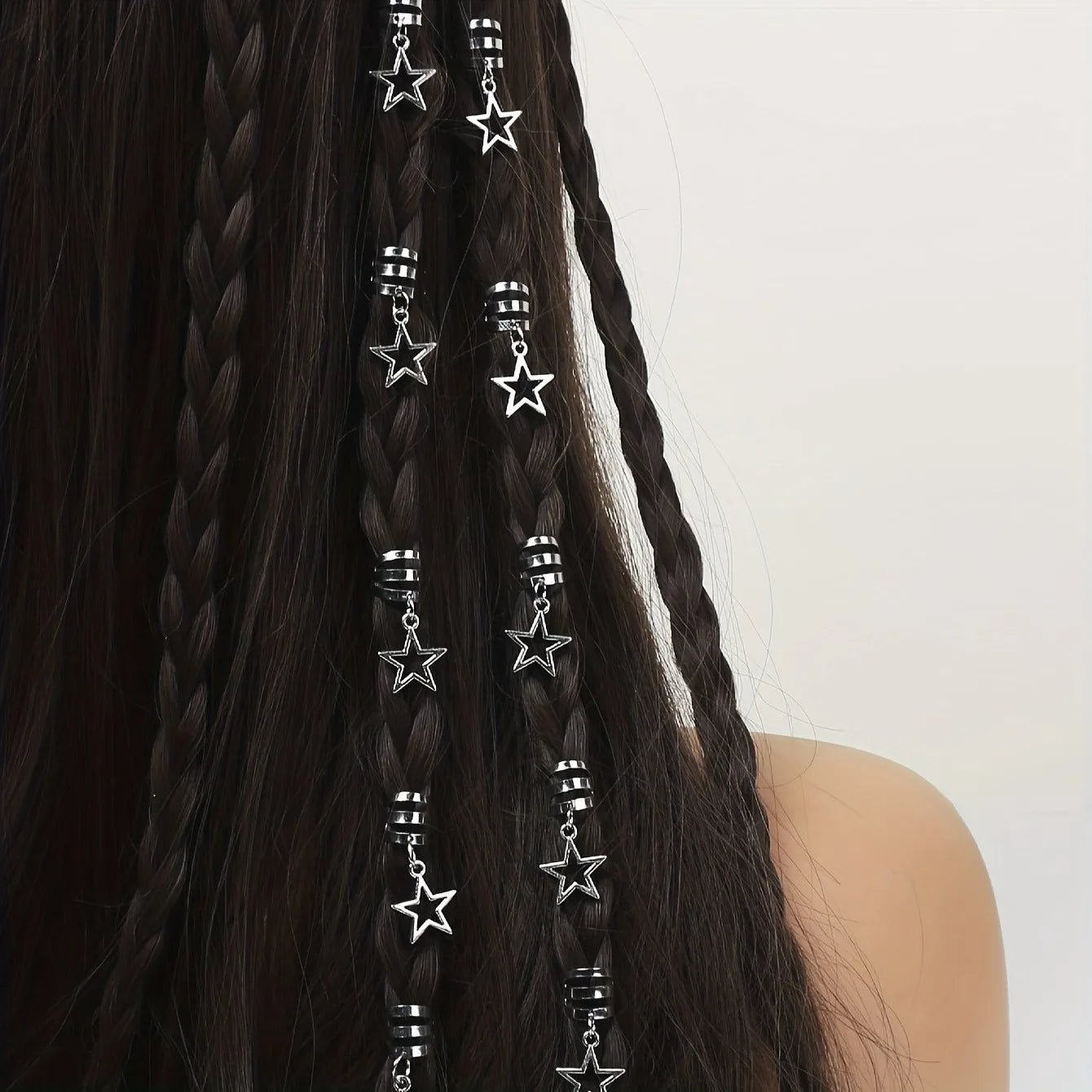10er Set Stern Haarringe – Dreadlocks Schmuck, Boho Style