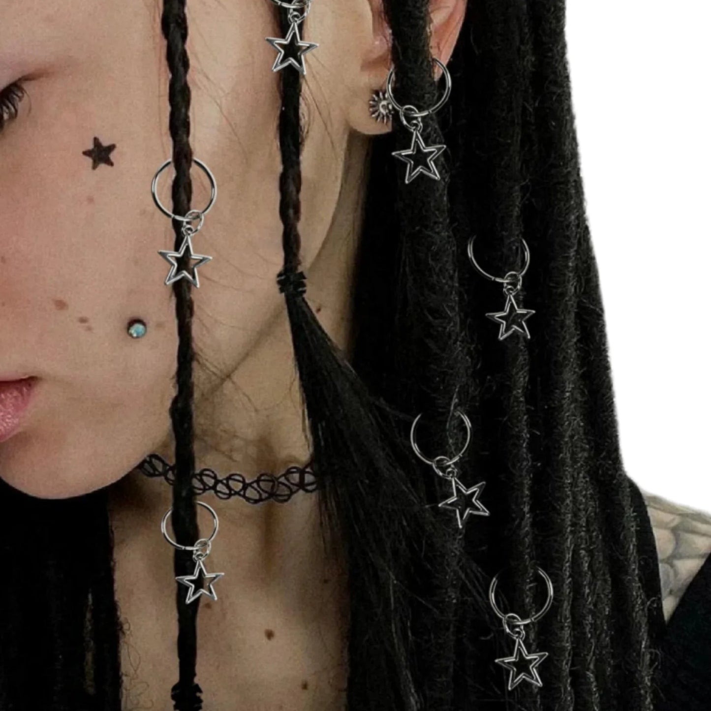 10er Set Stern Haarringe – Dreadlocks Schmuck, Boho Style