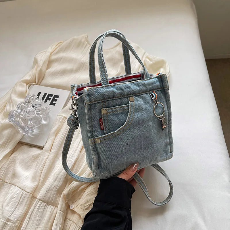 Damen Umhängetasche in Jeans-Optik – Retro Stil