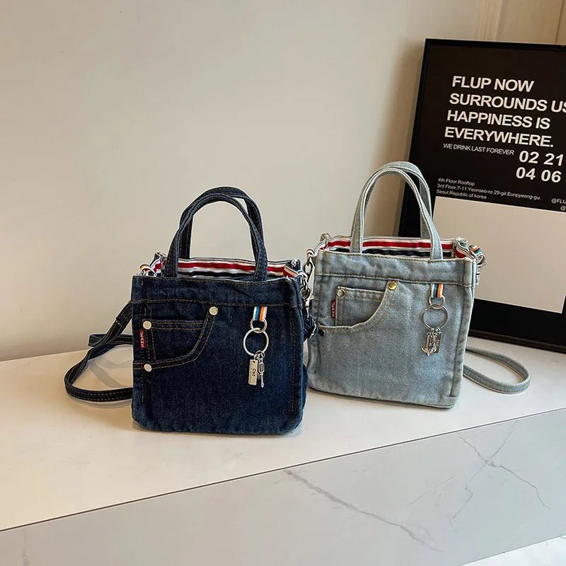 Damen Umhängetasche in Jeans-Optik – Retro Stil