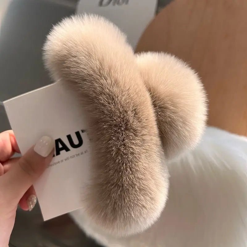 Flauschige Haarspange Damen – Herbst Winter Claw Clip