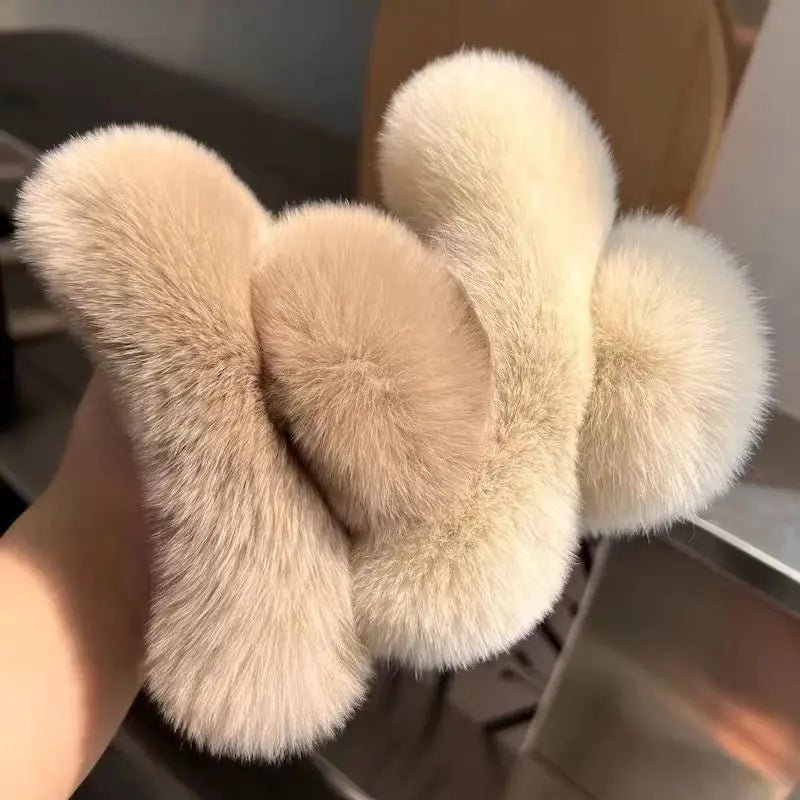 Flauschige Haarspange Damen – Herbst Winter Claw Clip