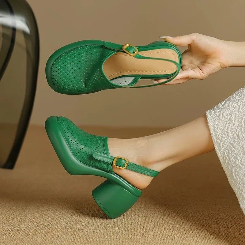 High Heels mit rundem Absatz & runder Kappe