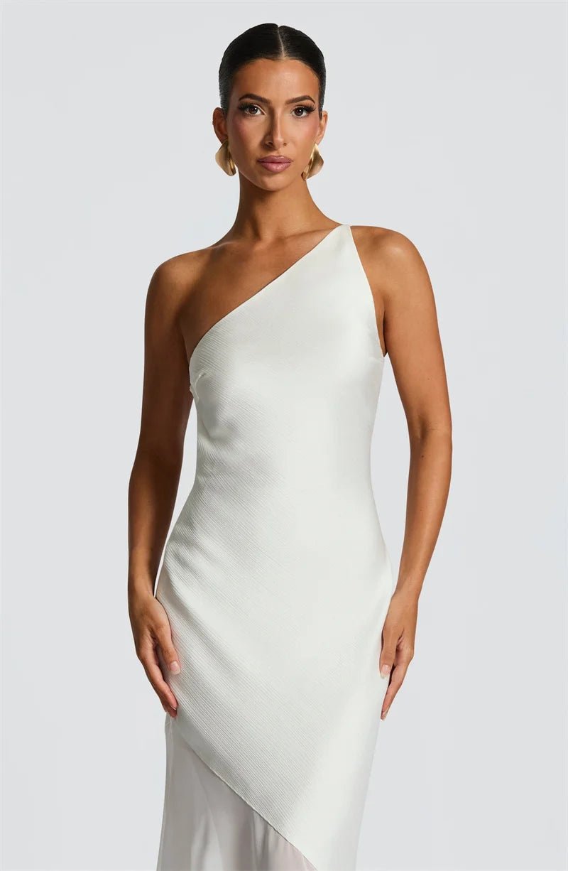 One-Shoulder Maxi Kleid – Rückenfrei, Elegant, Bodycon