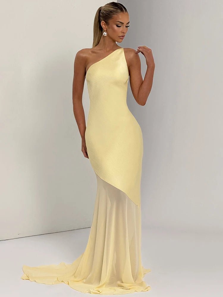 One-Shoulder Maxi Kleid – Rückenfrei, Elegant, Bodycon