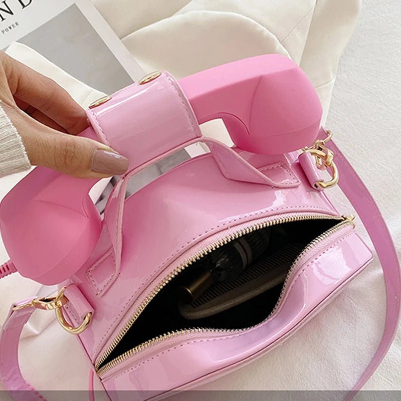 Retro Telefon-Handtasche für Damen – Kreative Umhängetasche aus PU-Leder
