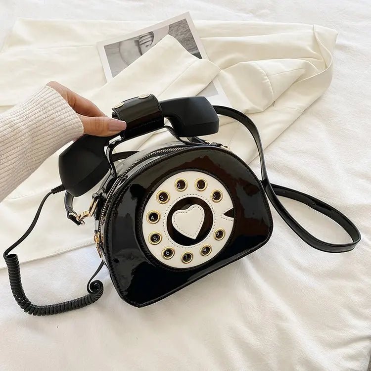 Retro Telefon-Handtasche für Damen – Kreative Umhängetasche aus PU-Leder