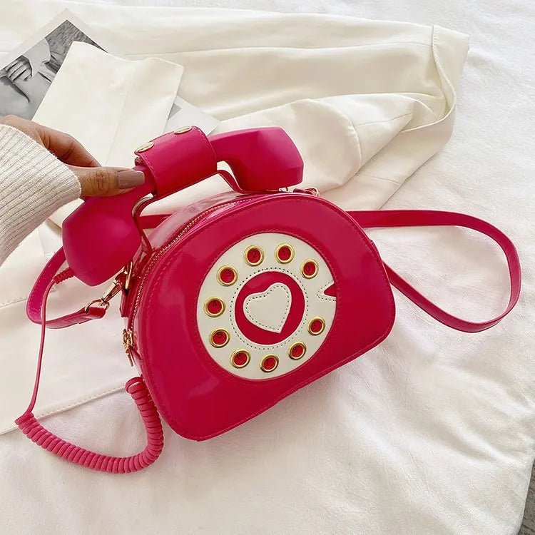Retro Telefon-Handtasche für Damen – Kreative Umhängetasche aus PU-Leder