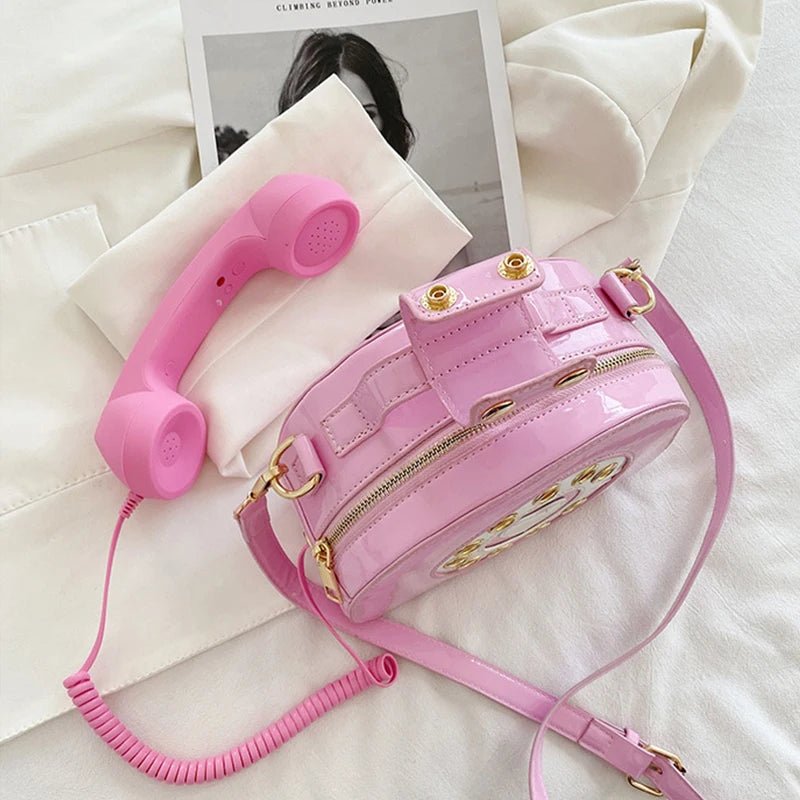 Retro Telefon-Handtasche für Damen – Kreative Umhängetasche aus PU-Leder