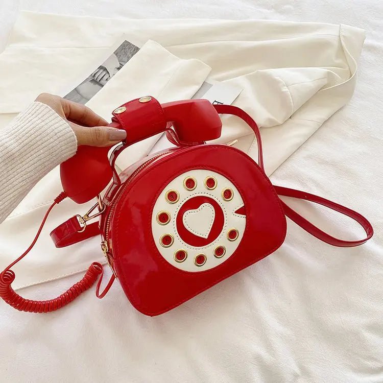 Retro Telefon-Handtasche für Damen – Kreative Umhängetasche aus PU-Leder