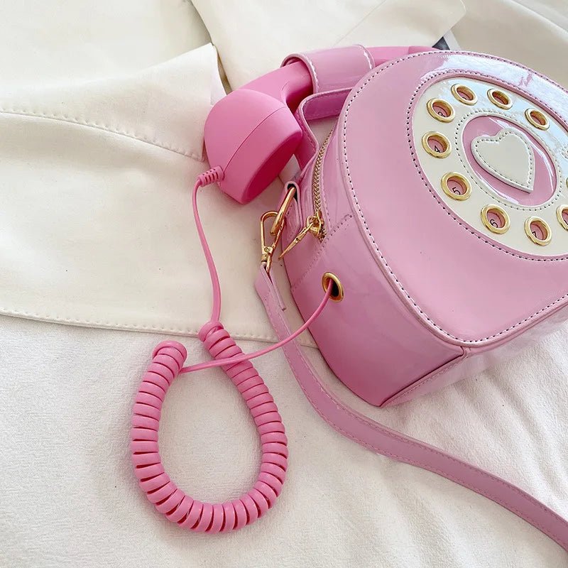 Retro Telefon-Handtasche für Damen – Kreative Umhängetasche aus PU-Leder