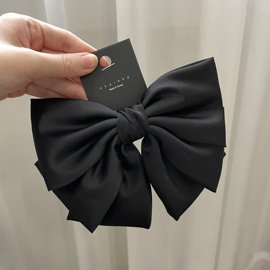 Satin Bow Haarklammer Damen, großer Schleifen Pferdeschwanz Clip