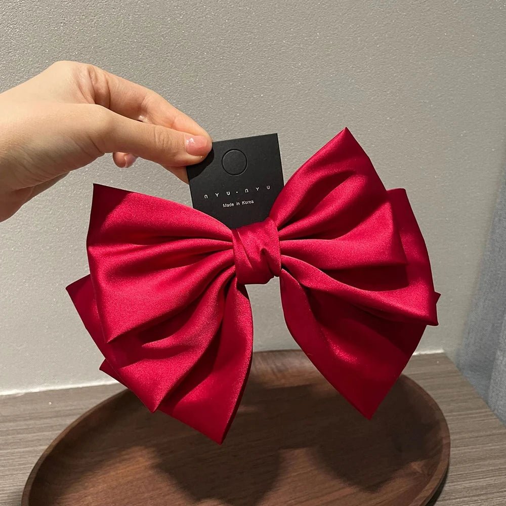 Satin Bow Haarklammer Damen, großer Schleifen Pferdeschwanz Clip