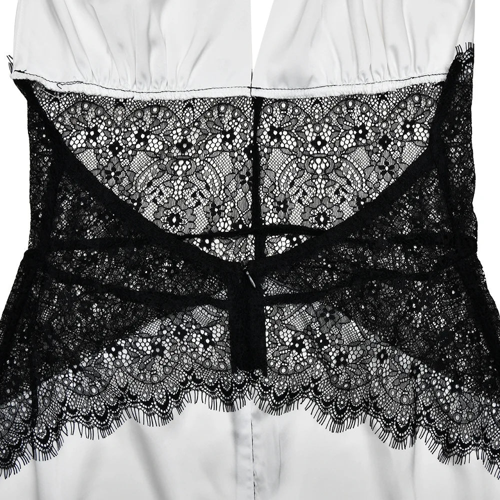 Sexy V-Ausschnitt Spitzen-Maxikleid – Rückenfrei, Elegant, Sommer-Party