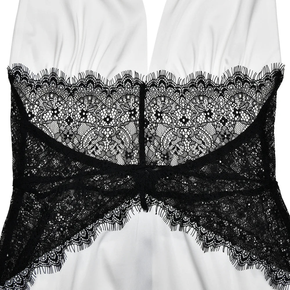 Sexy V-Ausschnitt Spitzen-Maxikleid – Rückenfrei, Elegant, Sommer-Party