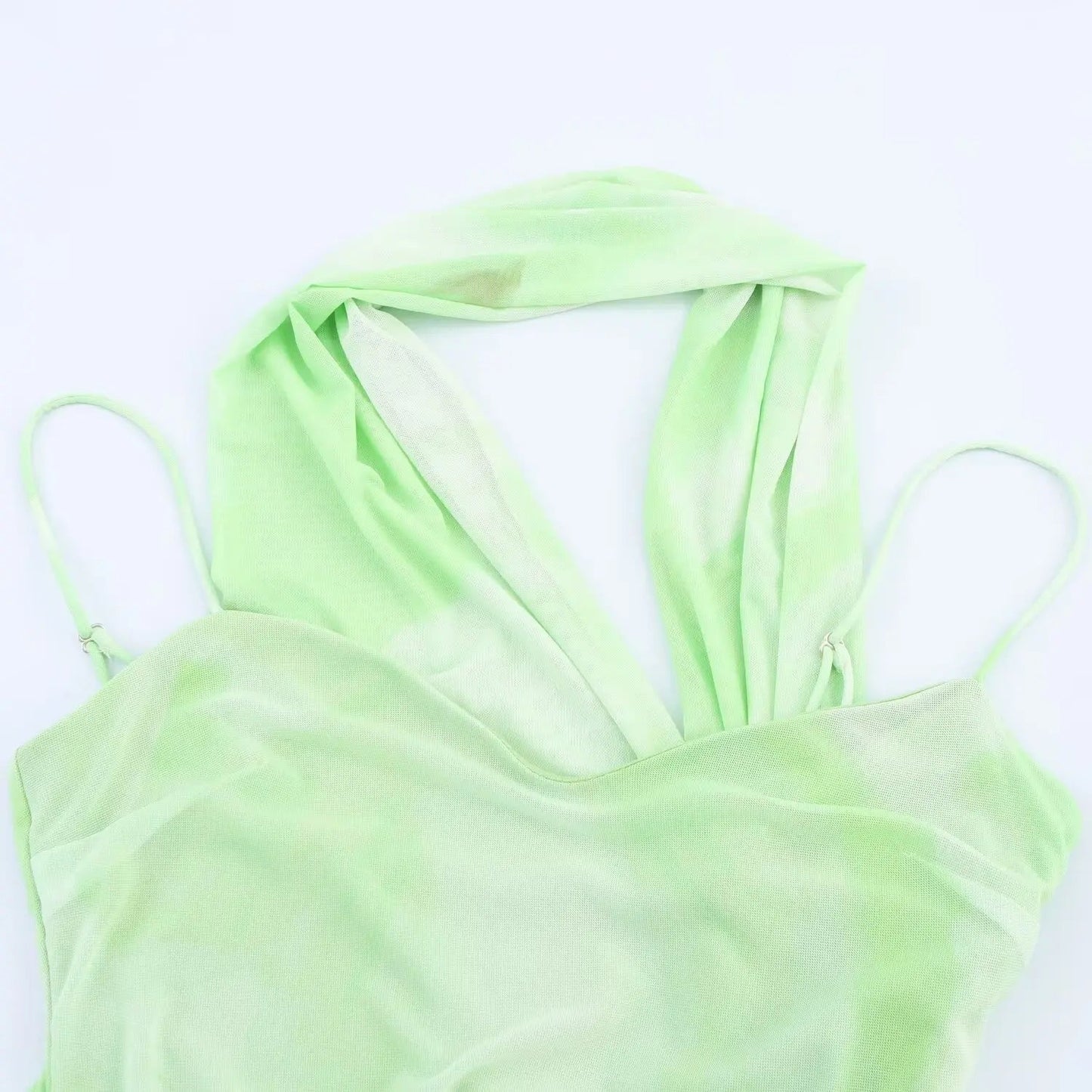 TRAFZA Damen Sommerkleid – Hellgrün, Rückenfrei & Sexy Tüll‑Midikleid