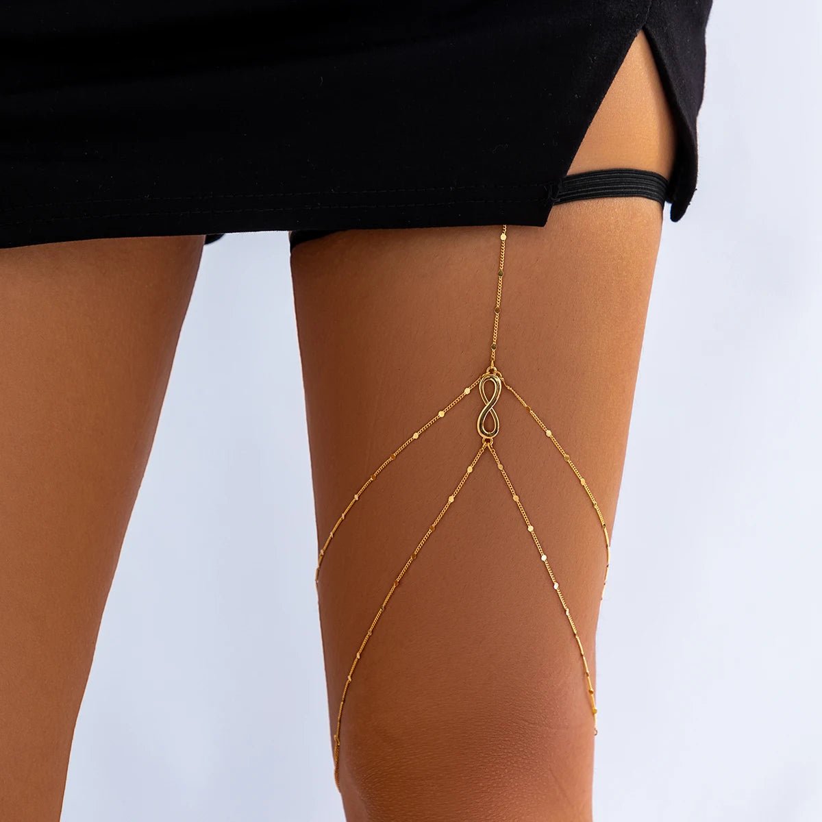 Verstellbare Oberschenkelkette in Gold – Sexy Strumpfband-Schmuck für Damen