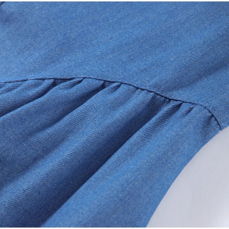 Vintage Damen Sommerkleid – Rückenfrei, Denim, Blau, Lässig