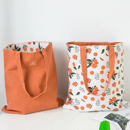 Wendbare Einkaufstasche aus Canvas – mit Frucht-Prints